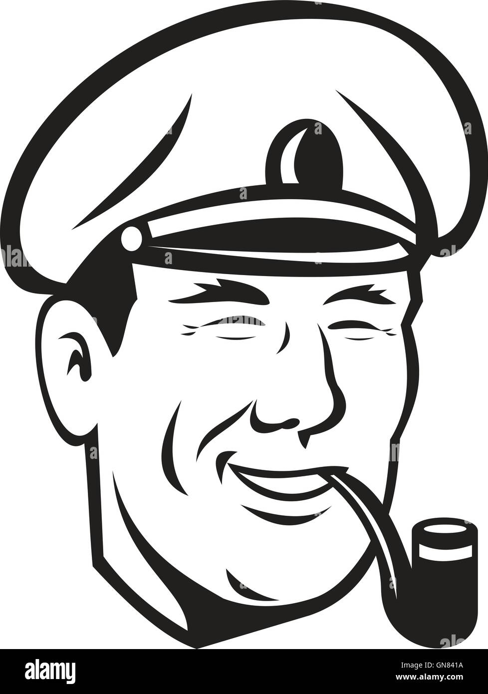 Sea Captain Smiling Smoke Pipe Retro Stock Vector Image & Art - Alamy