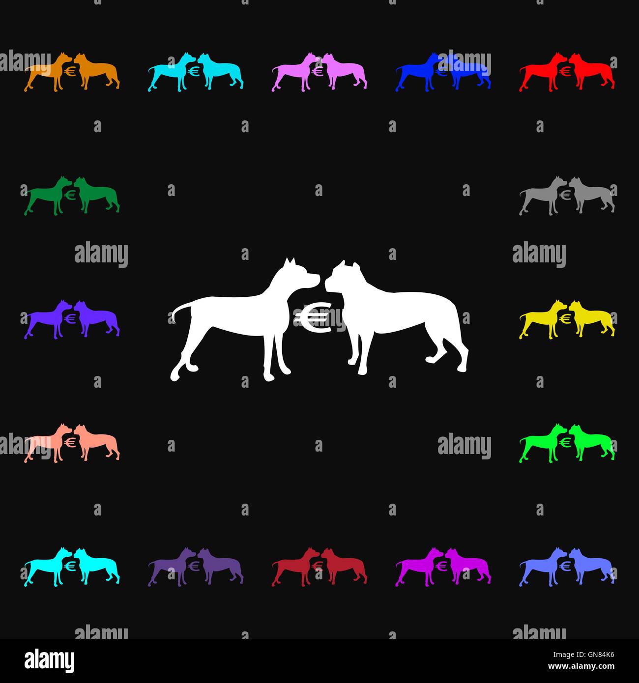 Betting on dog fighting icon sign. Lots of colorful symbols for your