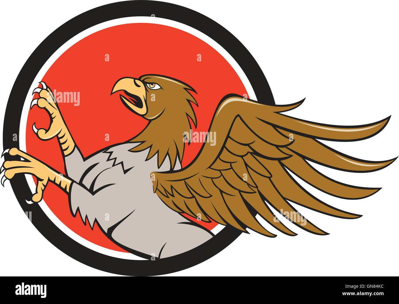 Hippogriff Prancing Side Circle Cartoon Stock Vector