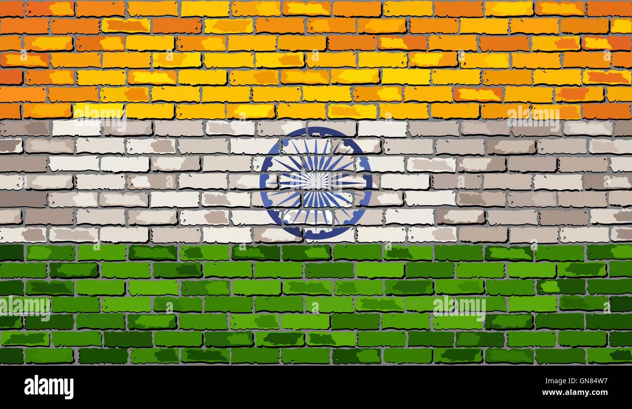 Flag of India on a brick wall Stock Vector Image & Art - Alamy