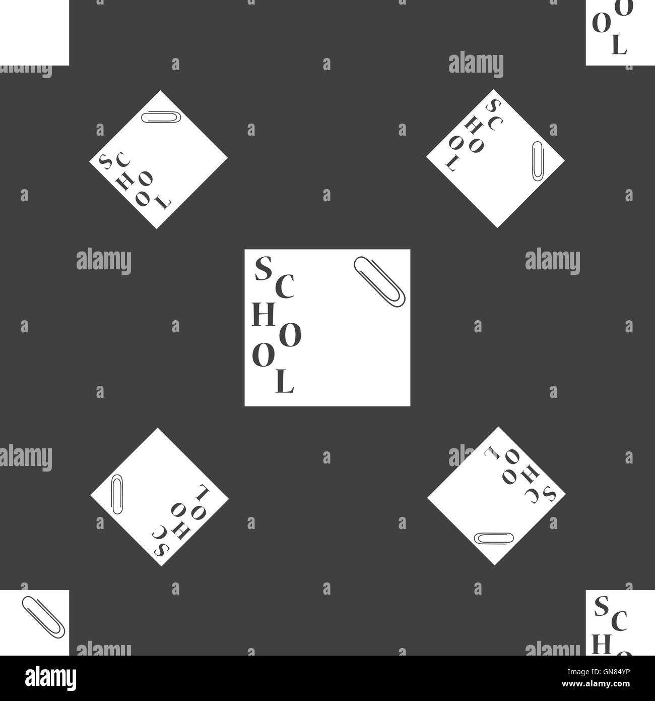 reminder sticker, note icon sign. Seamless pattern on a gray background ...