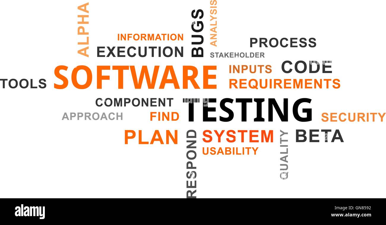 word cloud - software testing Stock Vector