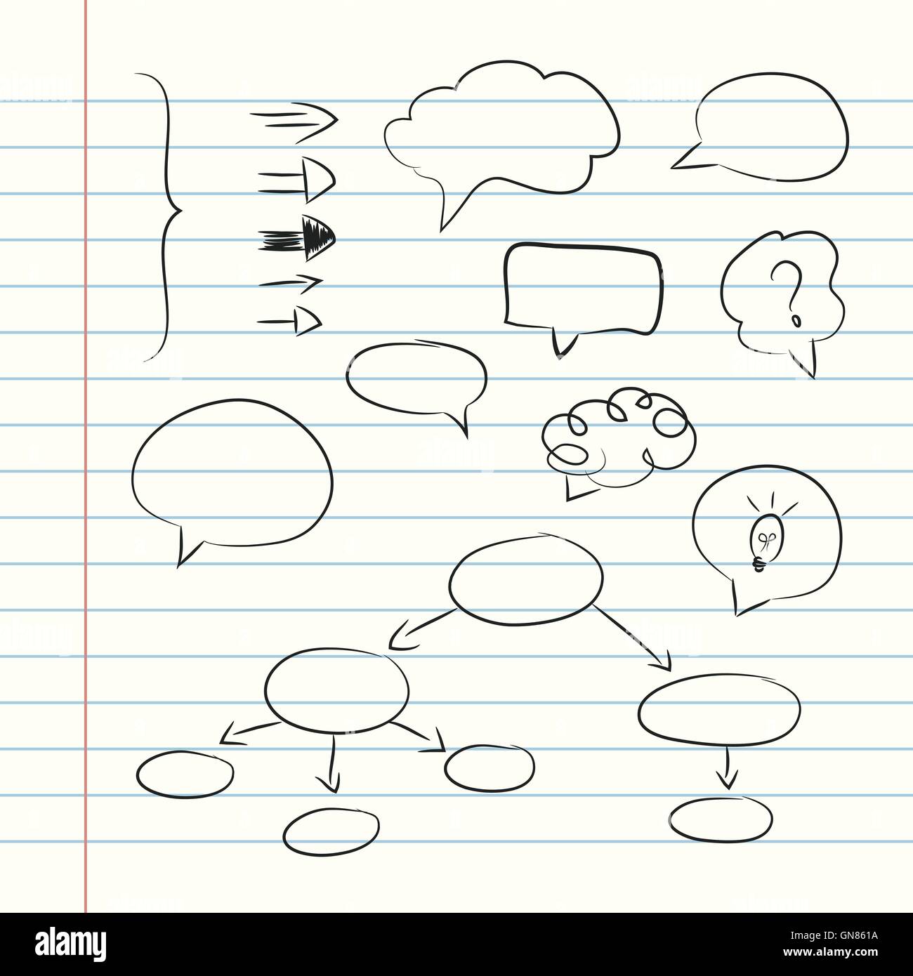 Vector collection of hand drawn doodle style speech bubbles and arrows ...