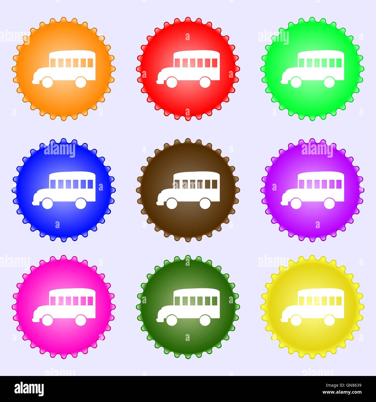 Bus icon sign. Big set of colorful, diverse, high-quality buttons ...