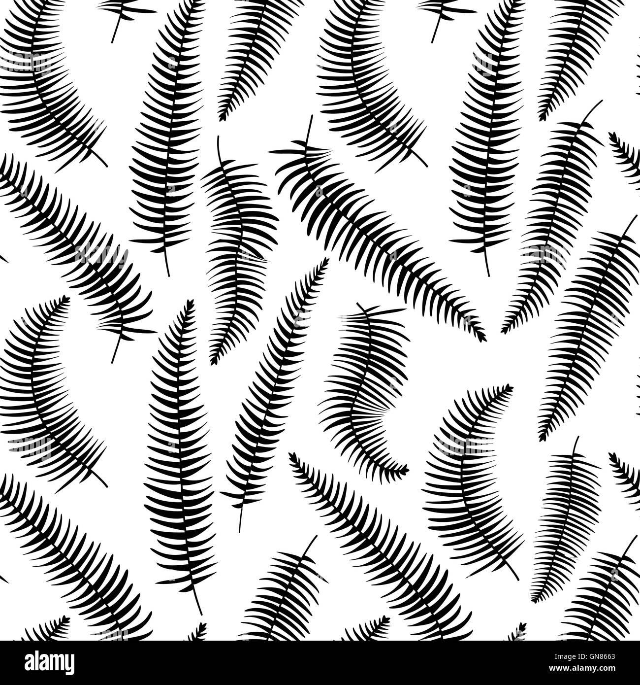 Hand drawn delicate decorative vintage leaves in black and white Stock ...