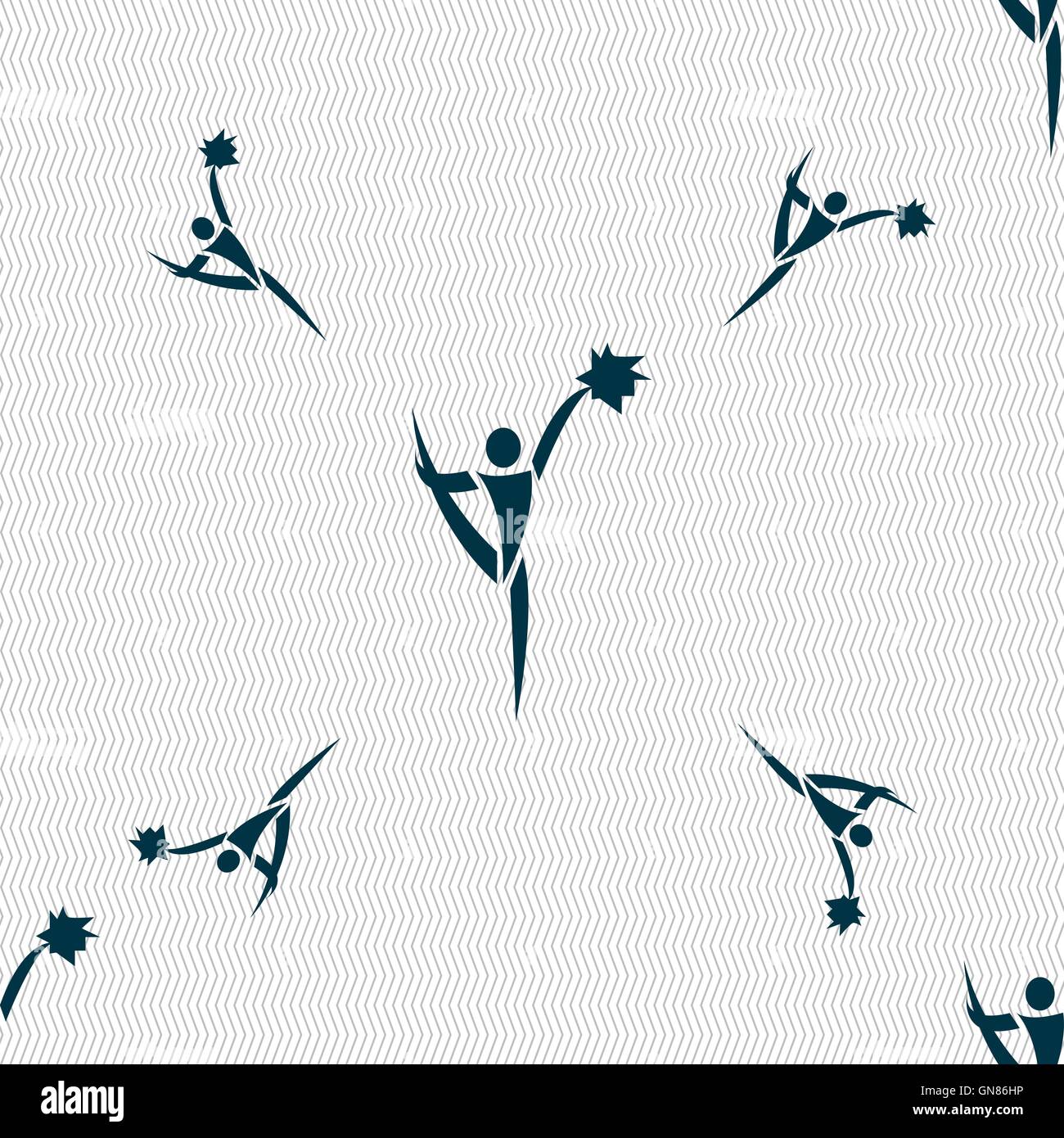 cheerleader icon sign. Seamless pattern with geometric texture. Vector ...