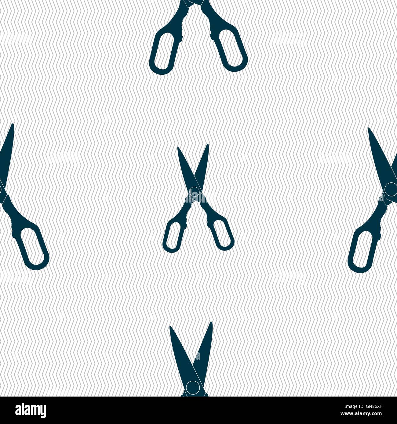 Scissors icon sign. Seamless pattern with geometric texture. Vector Stock Vector