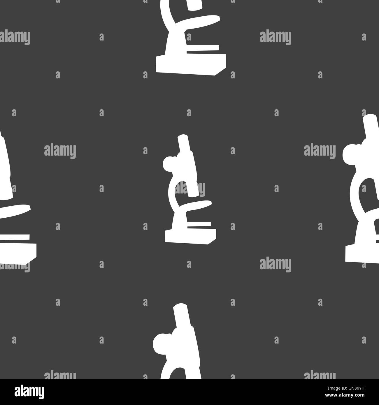 Microscope icon sign. Seamless pattern on a gray background. Vector Stock Vector