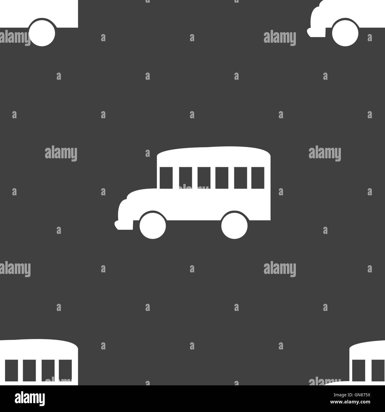 Bus icon sign. Seamless pattern on a gray background. Vector Stock Vector
