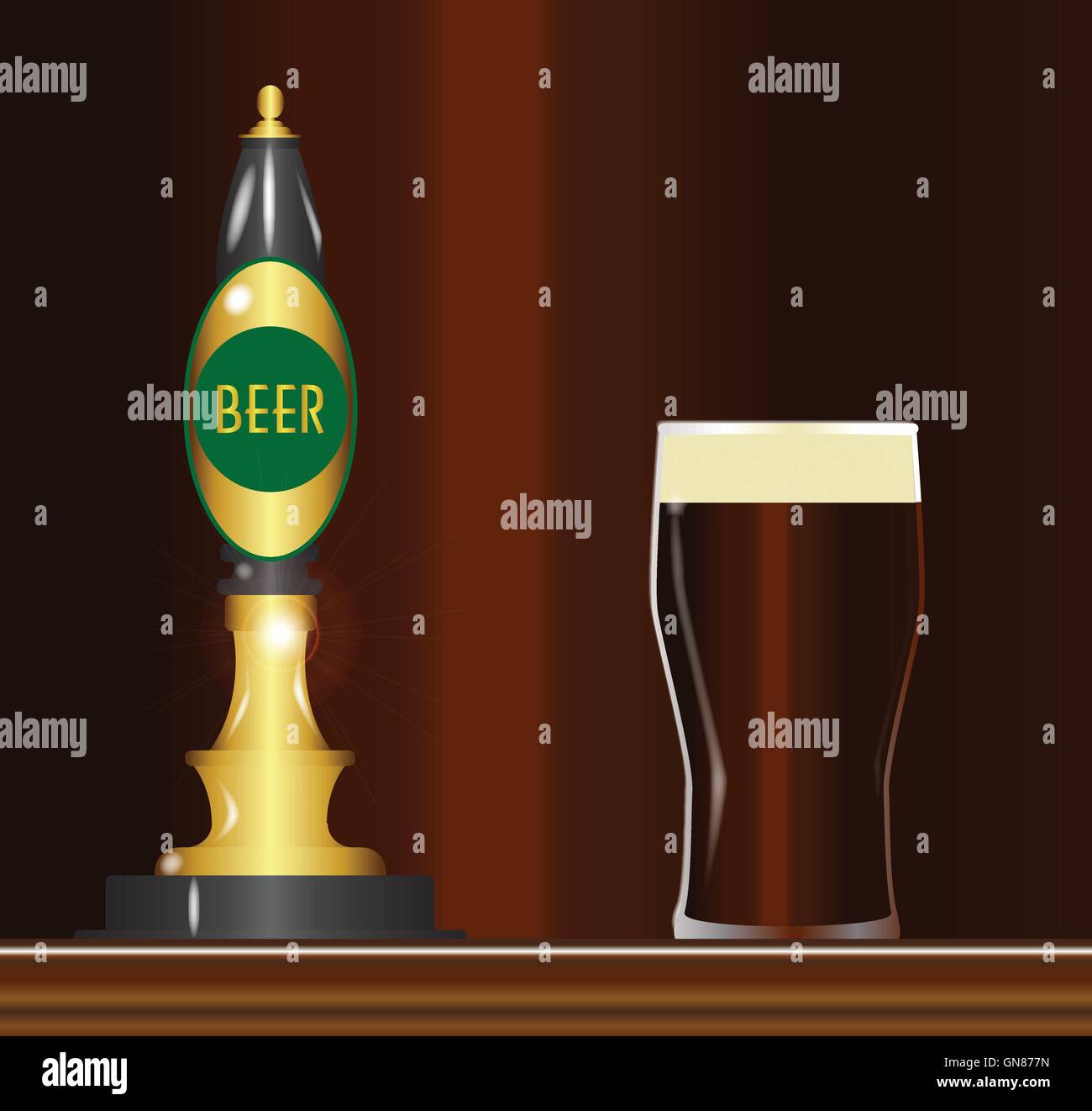 Beer On The Bar Stock Vector