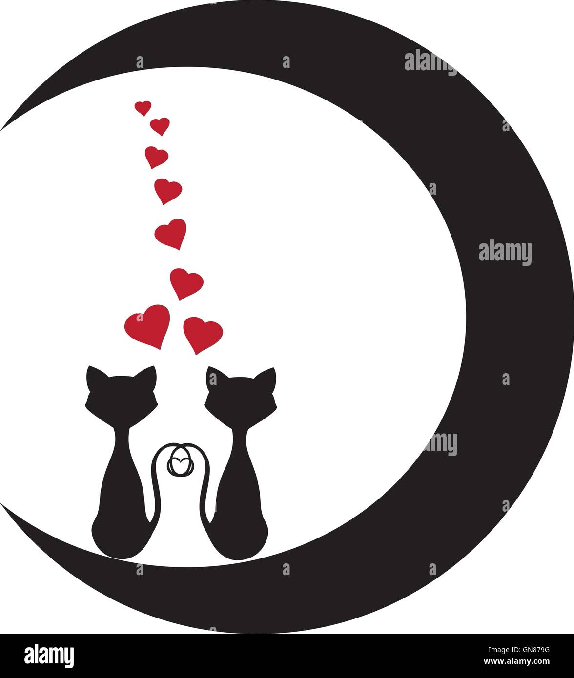 Cats and moon Stock Vector Image & Art Alamy