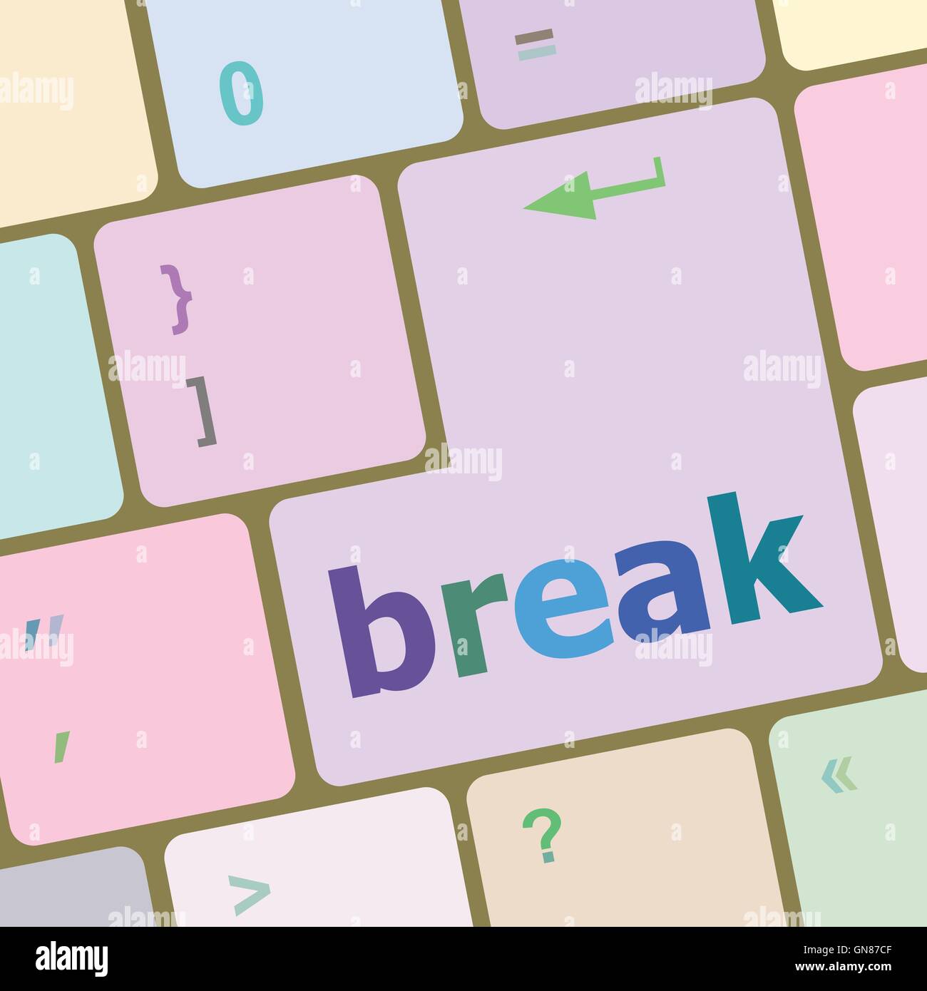 Button with Break on Computer Keyboard. Business Concept vector