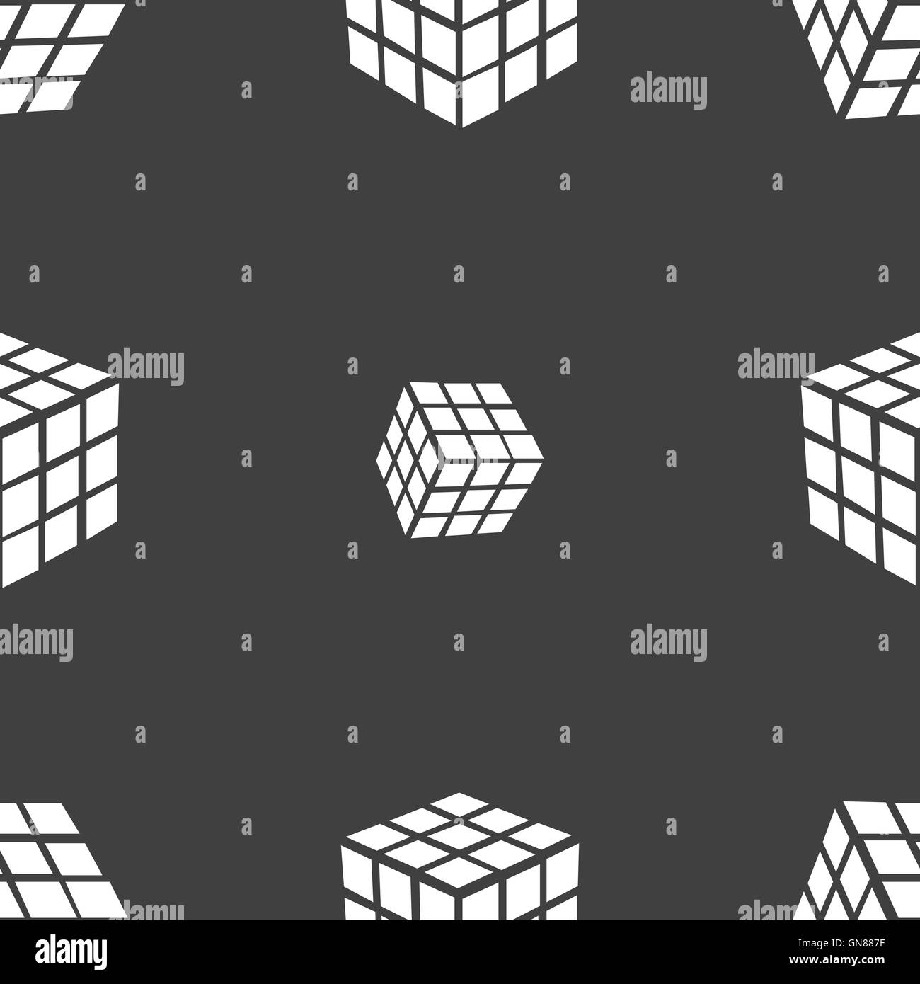 A three sided cube puzzle box in 3D icon sign. Seamless pattern on a