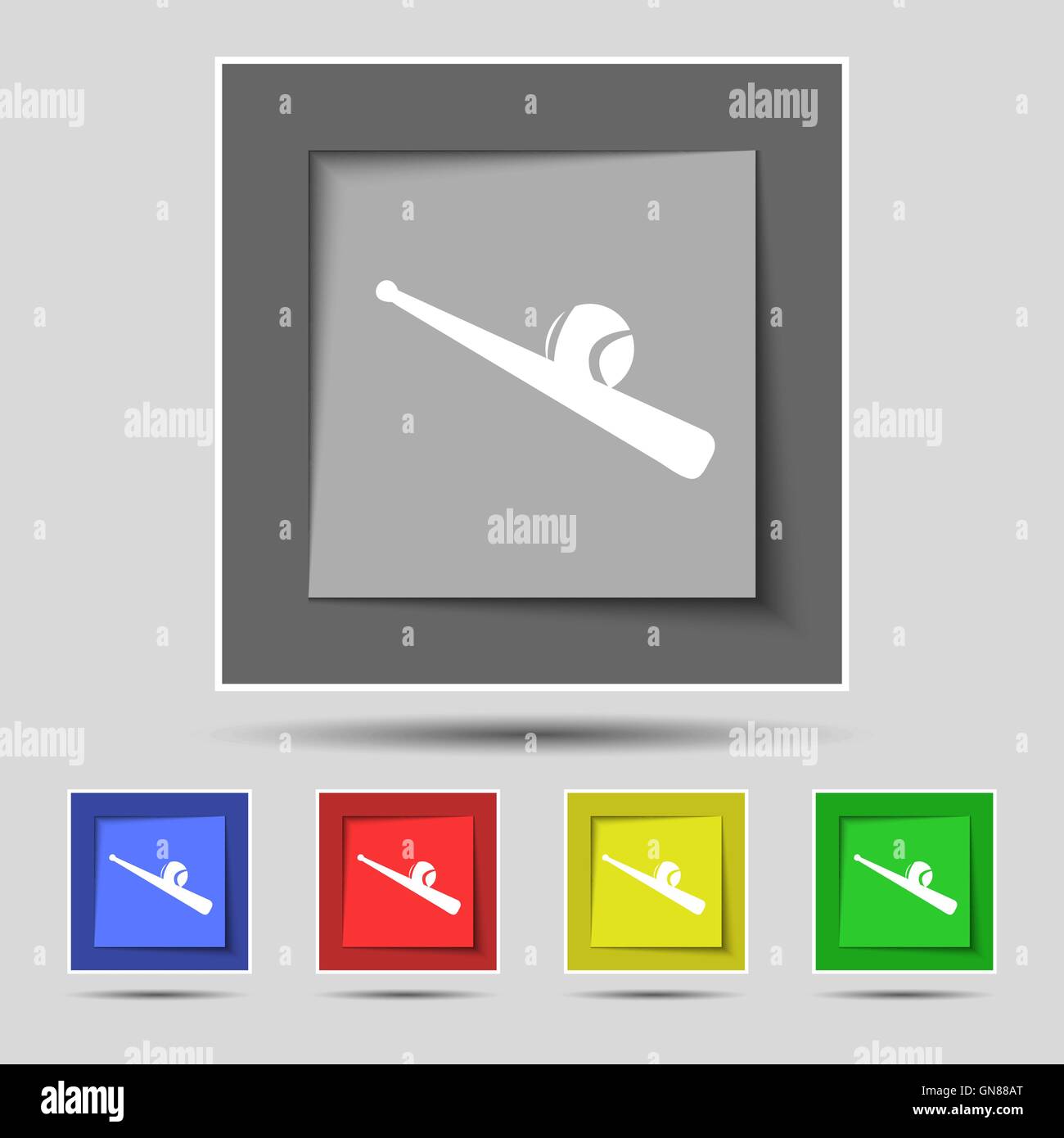 Baseball icon sign on original five colored buttons. Vector Stock ...