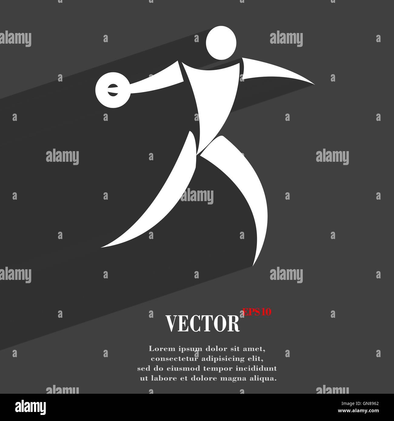 Discus thrower symbol Flat modern web design with long shadow and space for your text. Vector Stock Vector