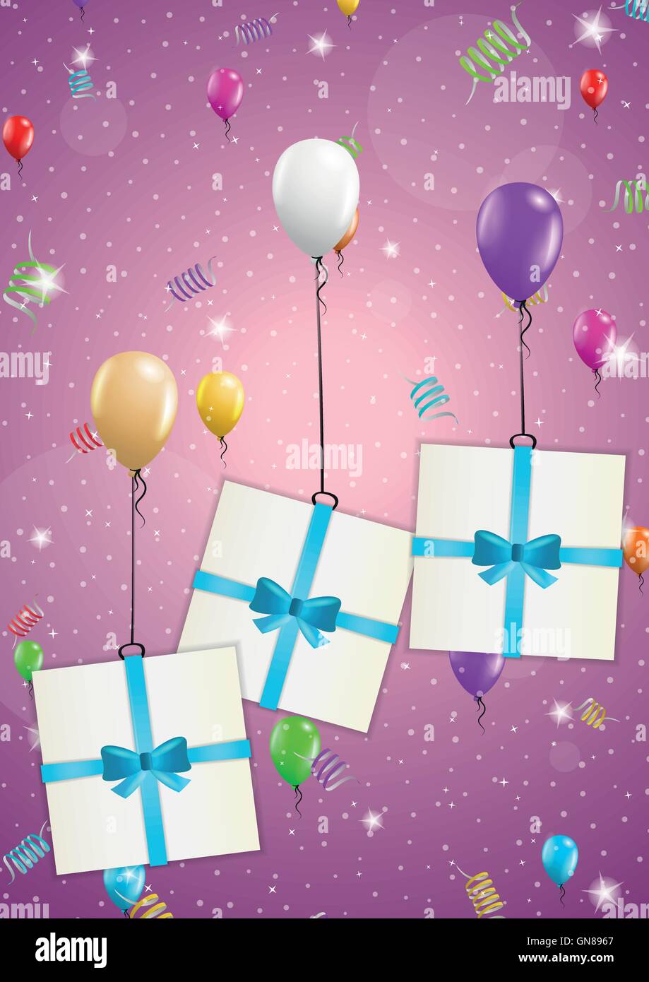 birthday card with balloons and gift Stock Vector Image & Art - Alamy