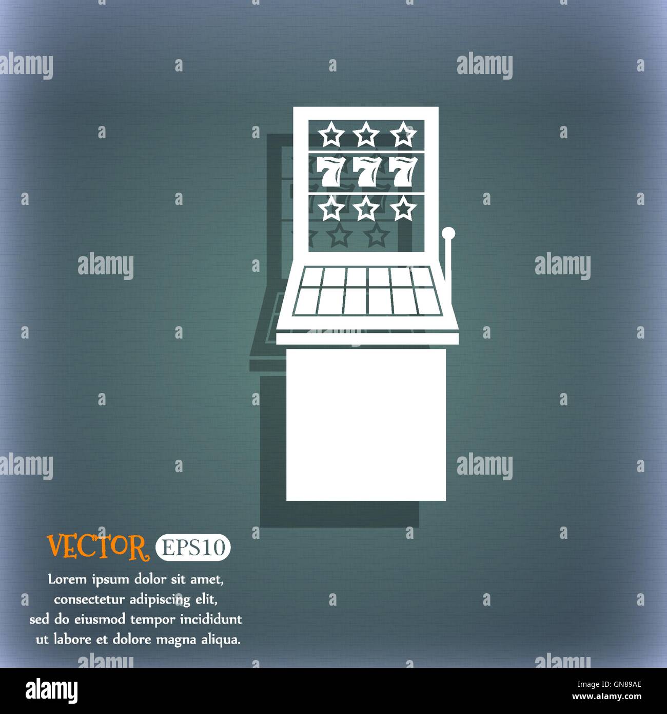 slot machine icon. On the blue-green abstract background with shadow ...