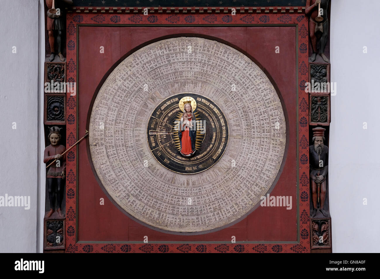 Astronomical Clock with Mary and Jesus at centre of the calendar dial ...