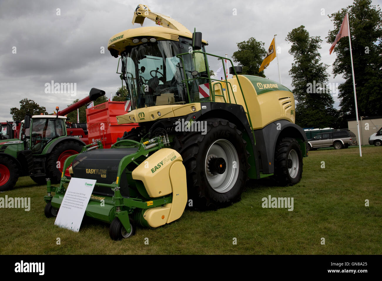 Krone Easyflow 300S forage collection header which can turn hay grass or straw into chaff on display Countryfile Live Blenheim U Stock Photo