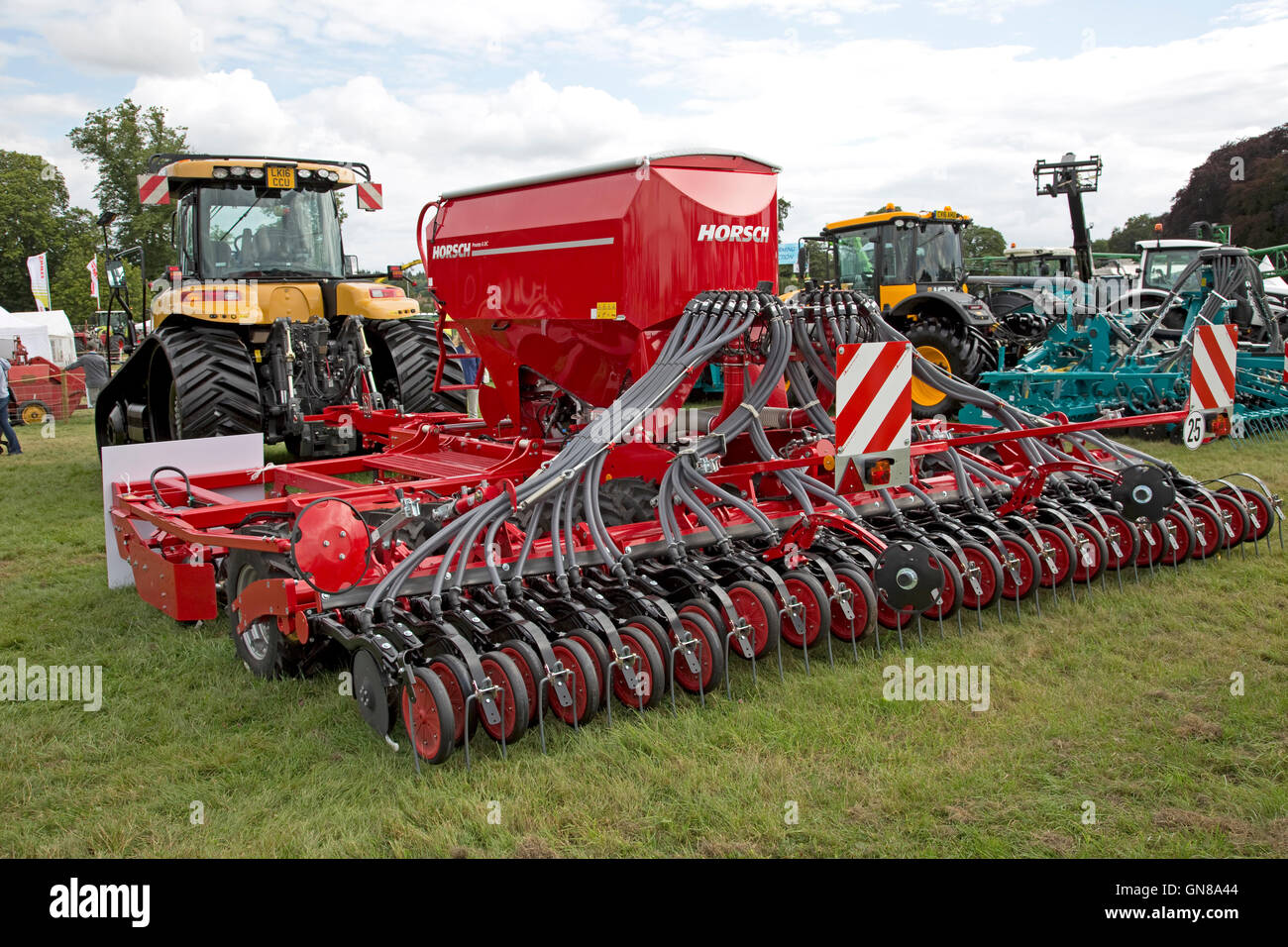 Red Horsch Pronto 6 DC cultivator drill on display at Countryfile Live Blenheim UK Stock Photo