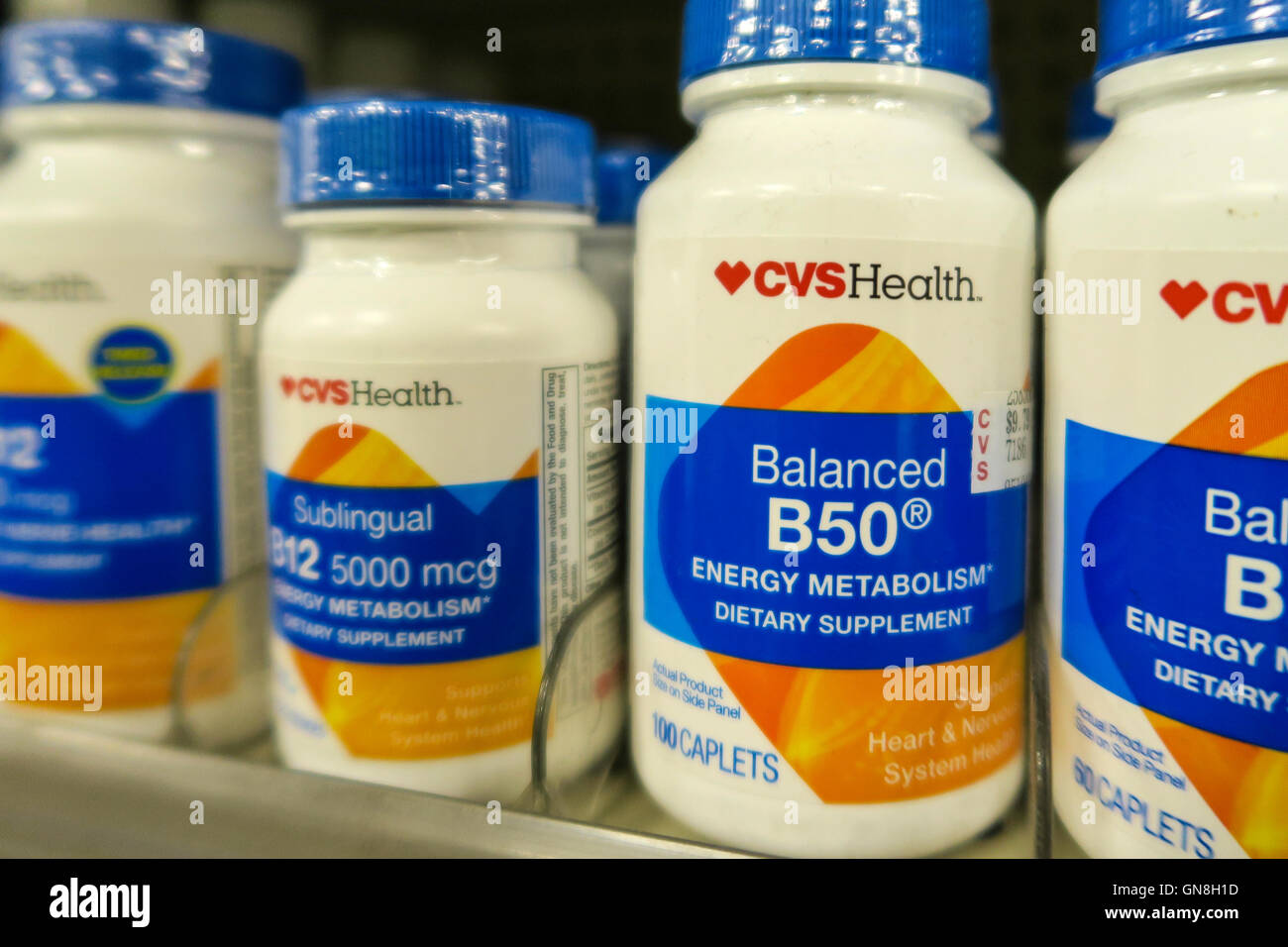 Store brand dietary supplement CVS Pharmacy Drug Store, NYC, USA Stock Photo