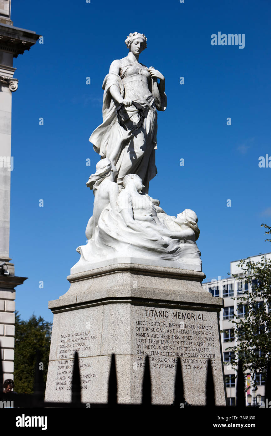 titanic memorial sculpture in the grounds of Belfast city hall Northern Ireland UK Stock Photo