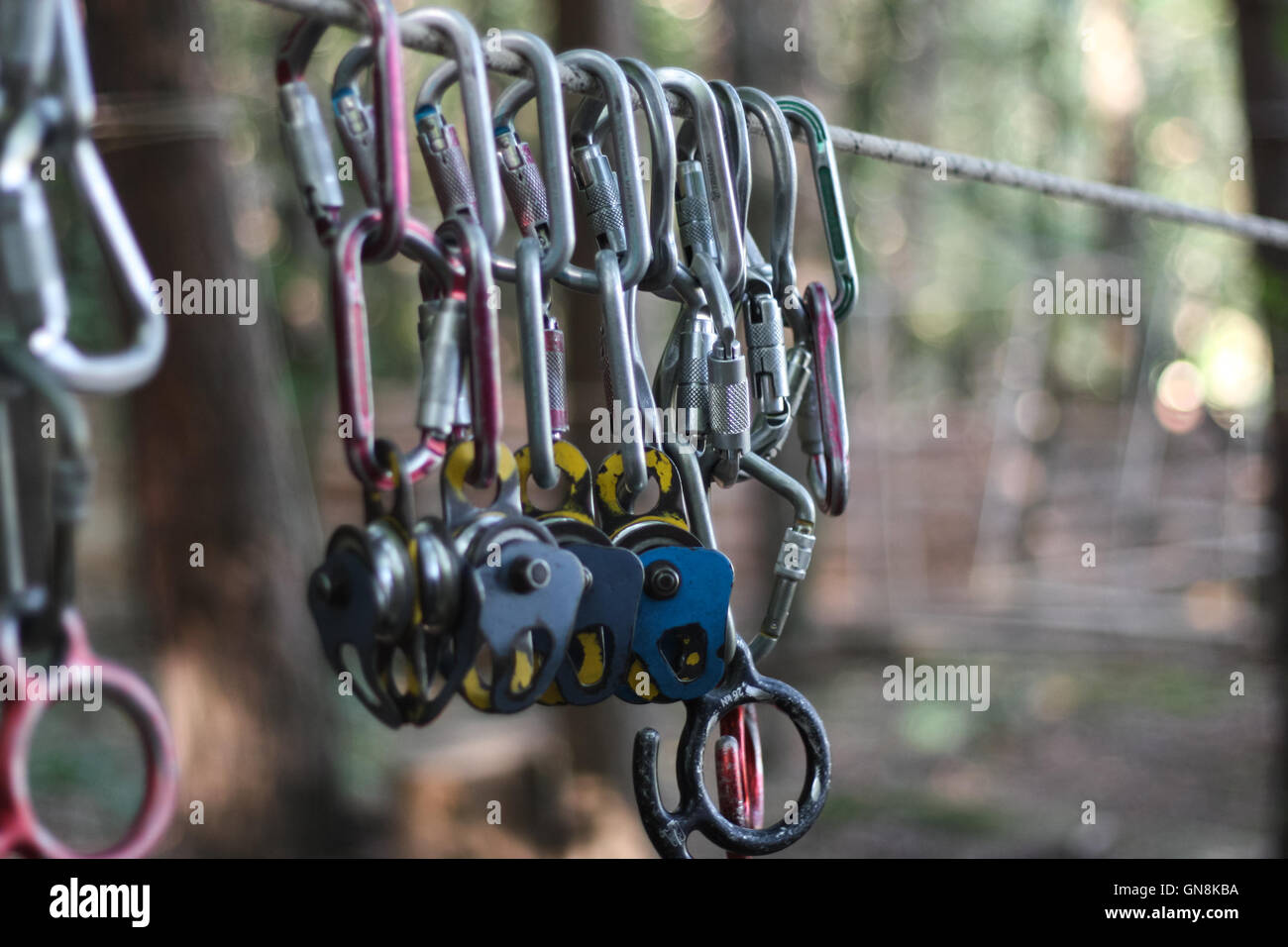 Metal brackets and attaching to the cable car Stock Photo Alamy