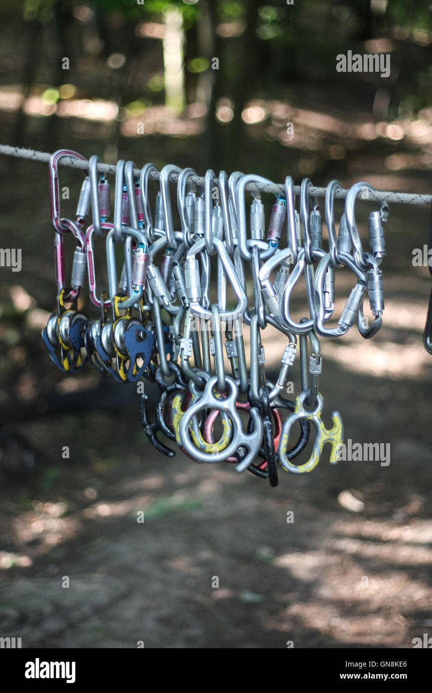 Metal brackets and attaching to the cable car Stock Photo Alamy
