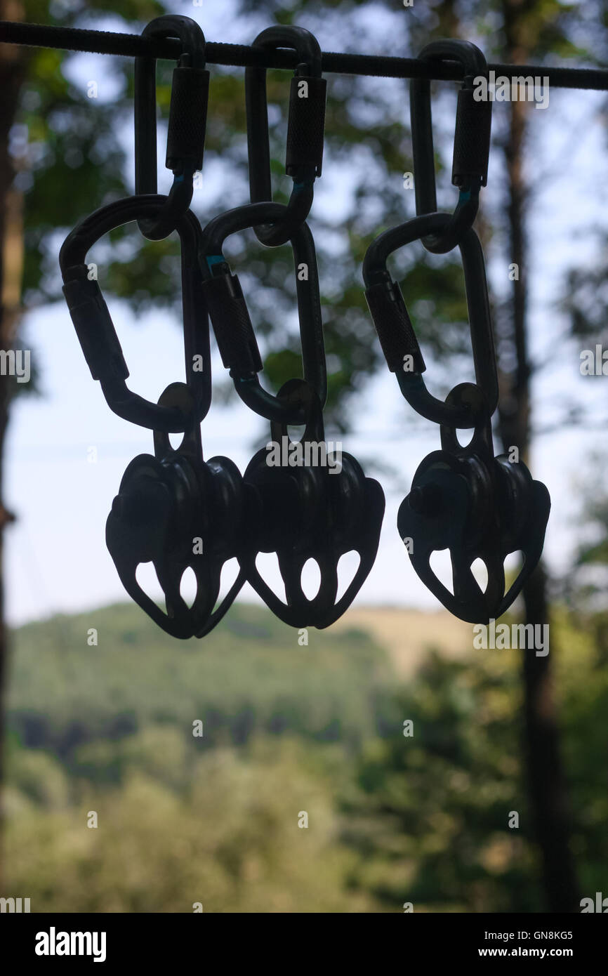 Metal brackets and attaching to the cable car Stock Photo Alamy