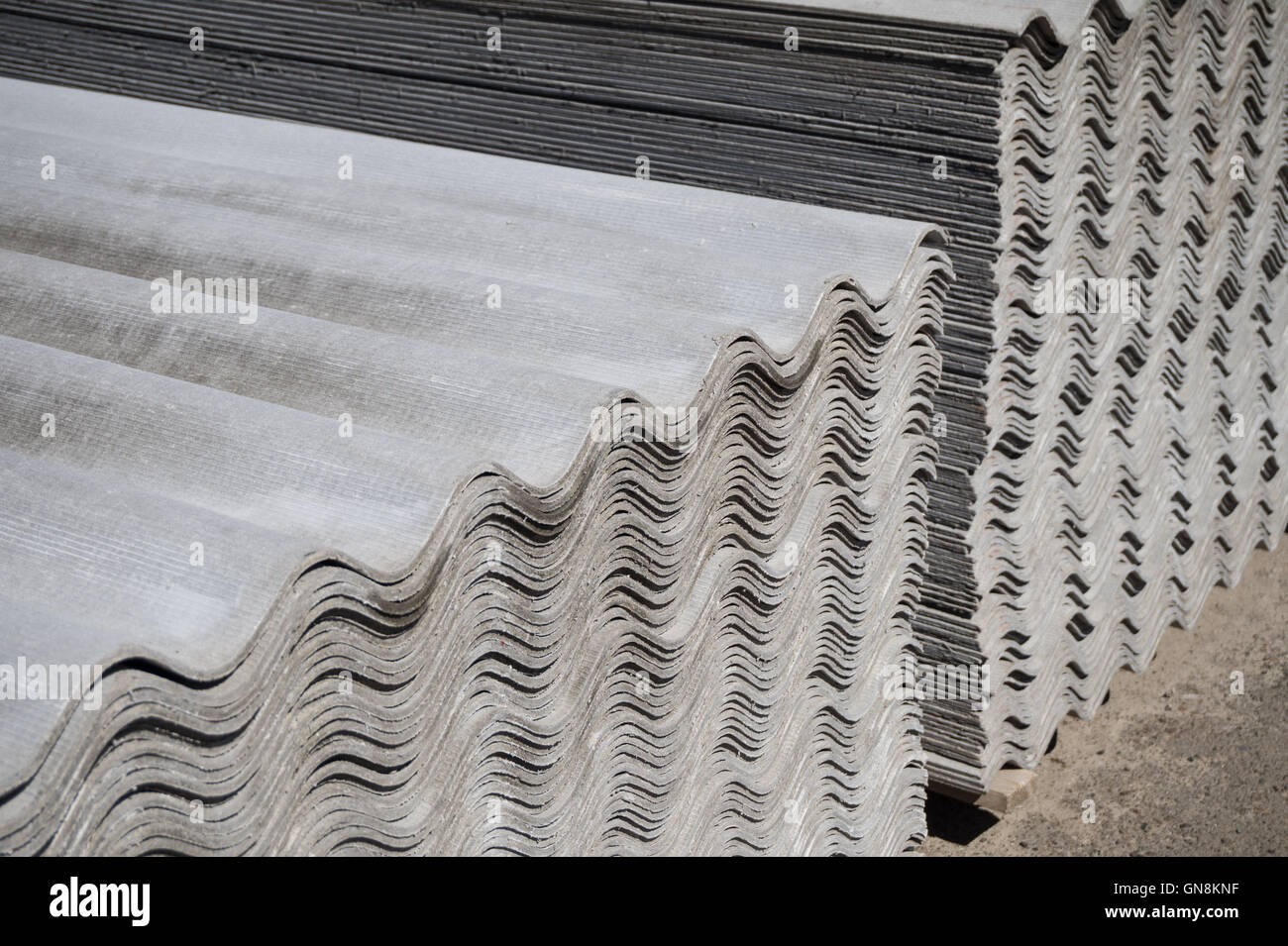 Pack sheets of asbestos slate. Building material for roofing Stock