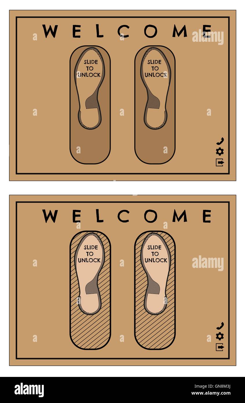 Door Mat Or Rug Design In Web Style With Writing Slide To Unlock And Welcome Isolated Illustration Vector Stock Vector Image Art Alamy