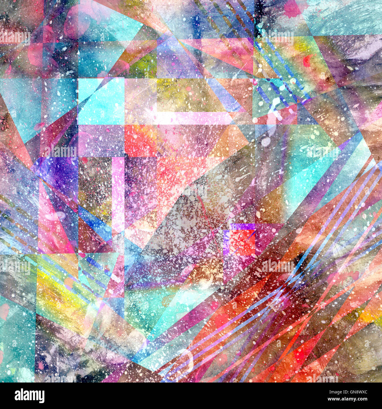 Abstract watercolor background with an interesting variety of geometric ...