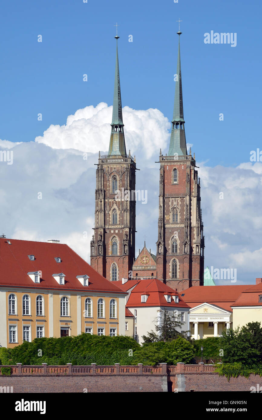 Cathedral of St. John the Baptist of Wroclaw on the Cathedral Island in Poland. Stock Photo