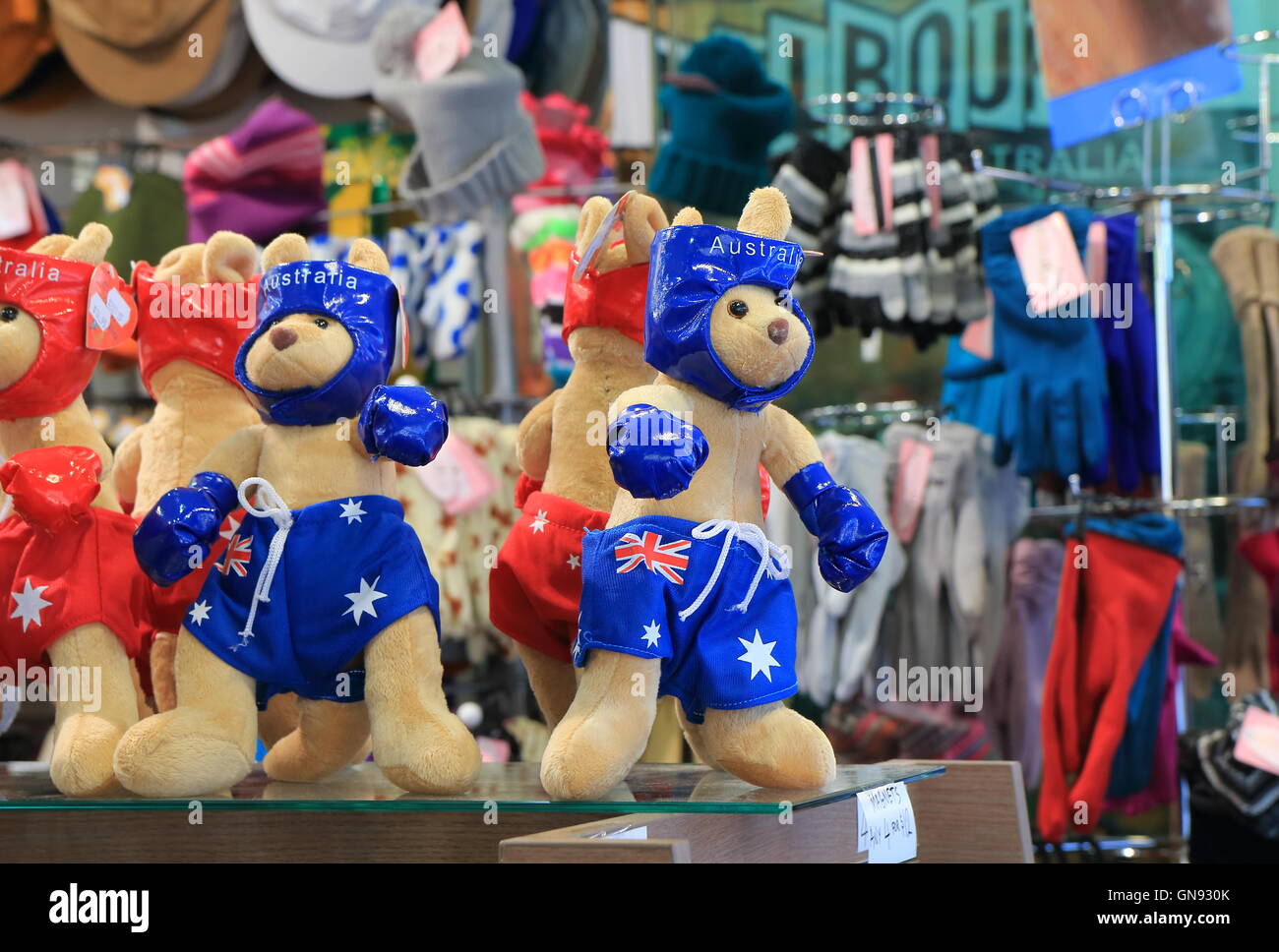Kangaroo stuffed toy sald  at a souvenir shop Australia. Stock Photo