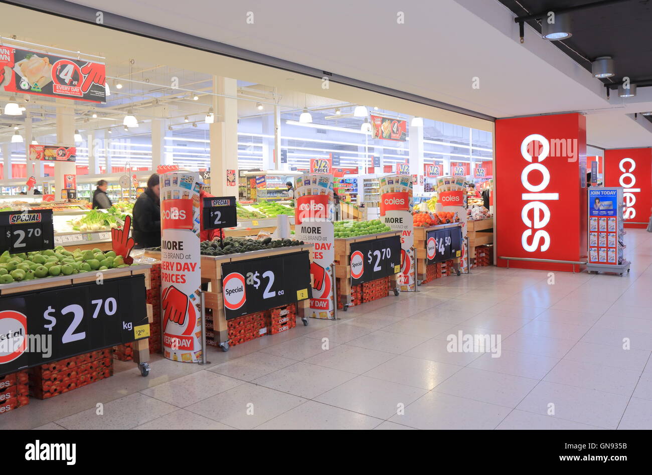 People shop at Coles Supermarket in Melbourne Australia Stock Photo Alamy