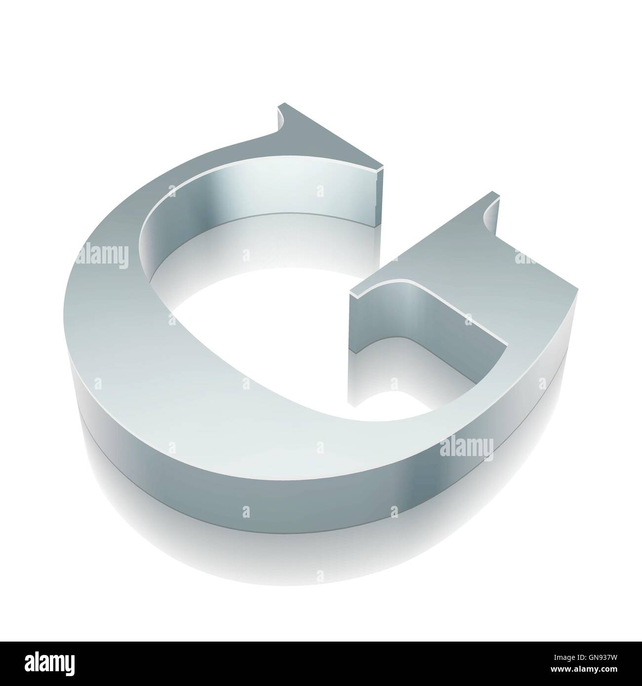 3d metallic character G with reflection, vector illustration. Stock Vector