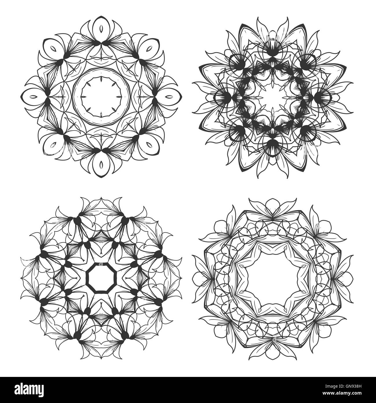 Vector round ornaments set Stock Vector