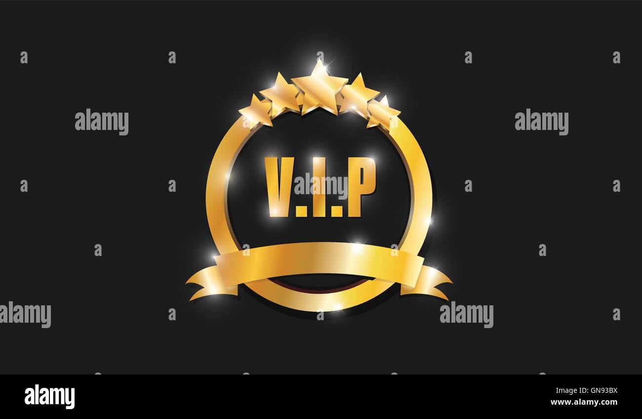 Ring Gold VIP Five Stars Stock Vector