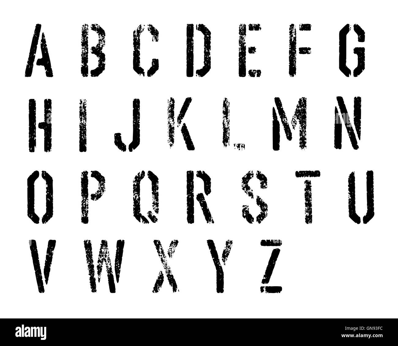 Stencil spray paint font detailed alphabet Vector Image