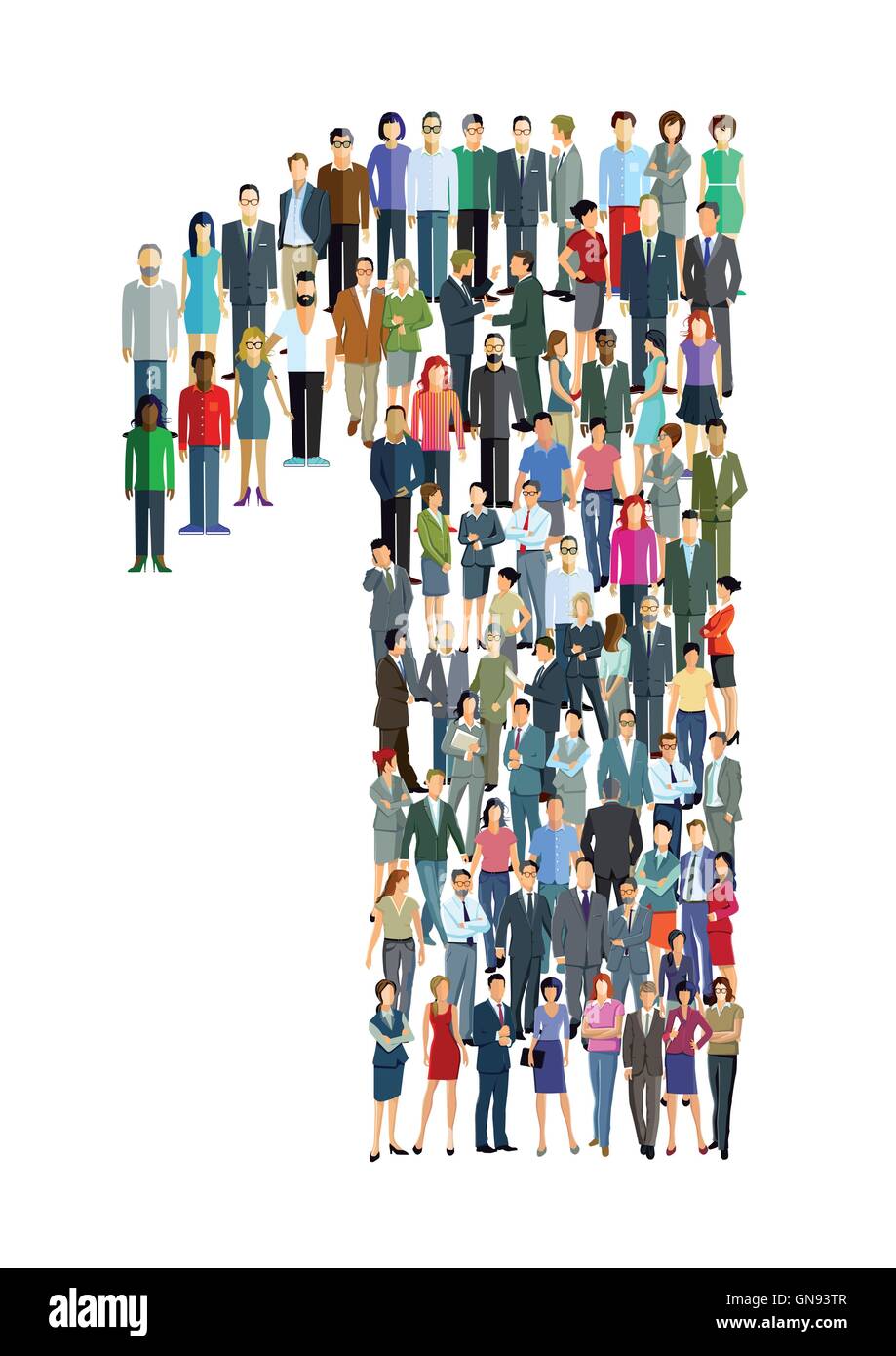 A crowd forms a one Stock Vector