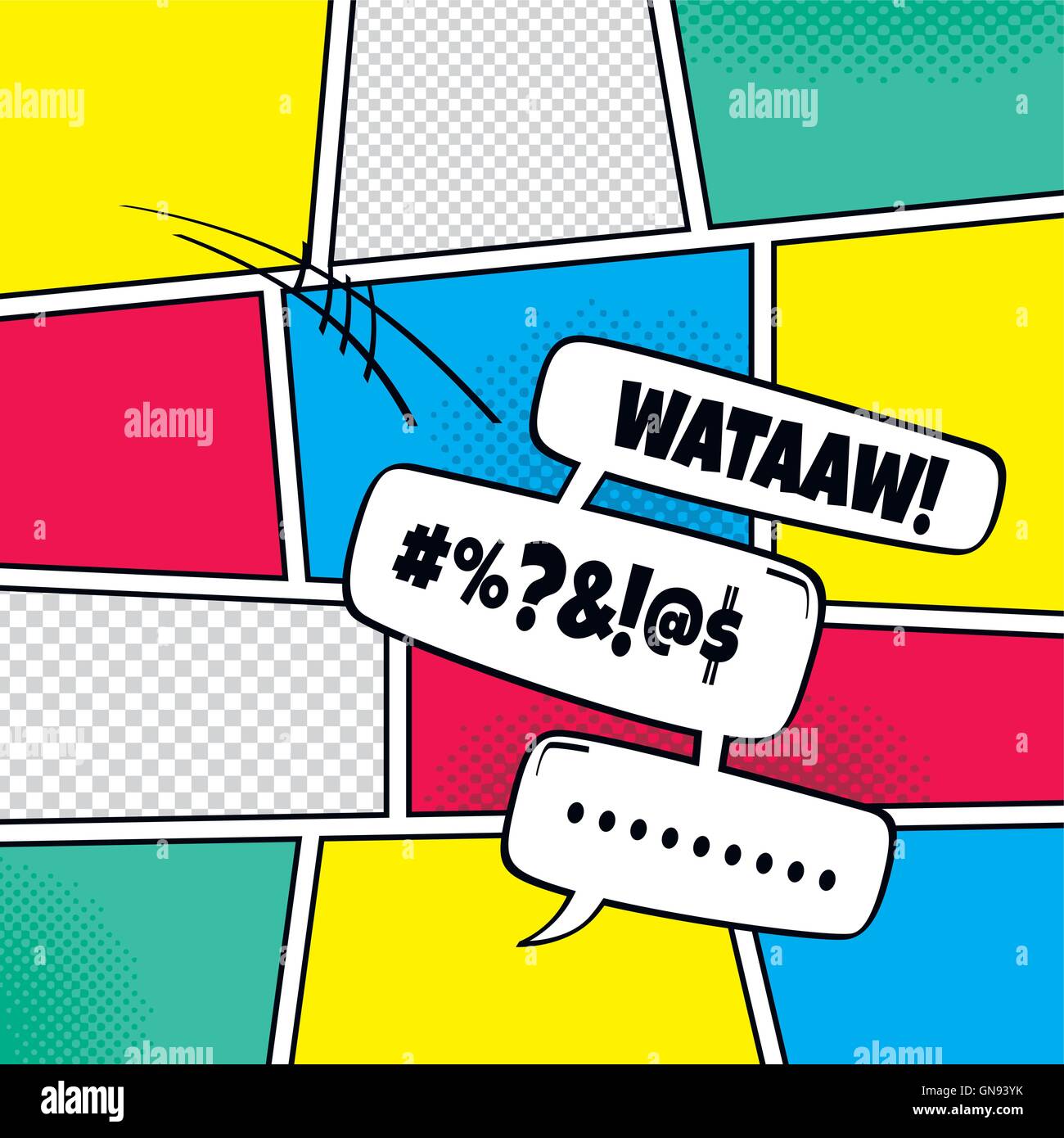 comic template element with speech bubble halftone art Stock Vector ...