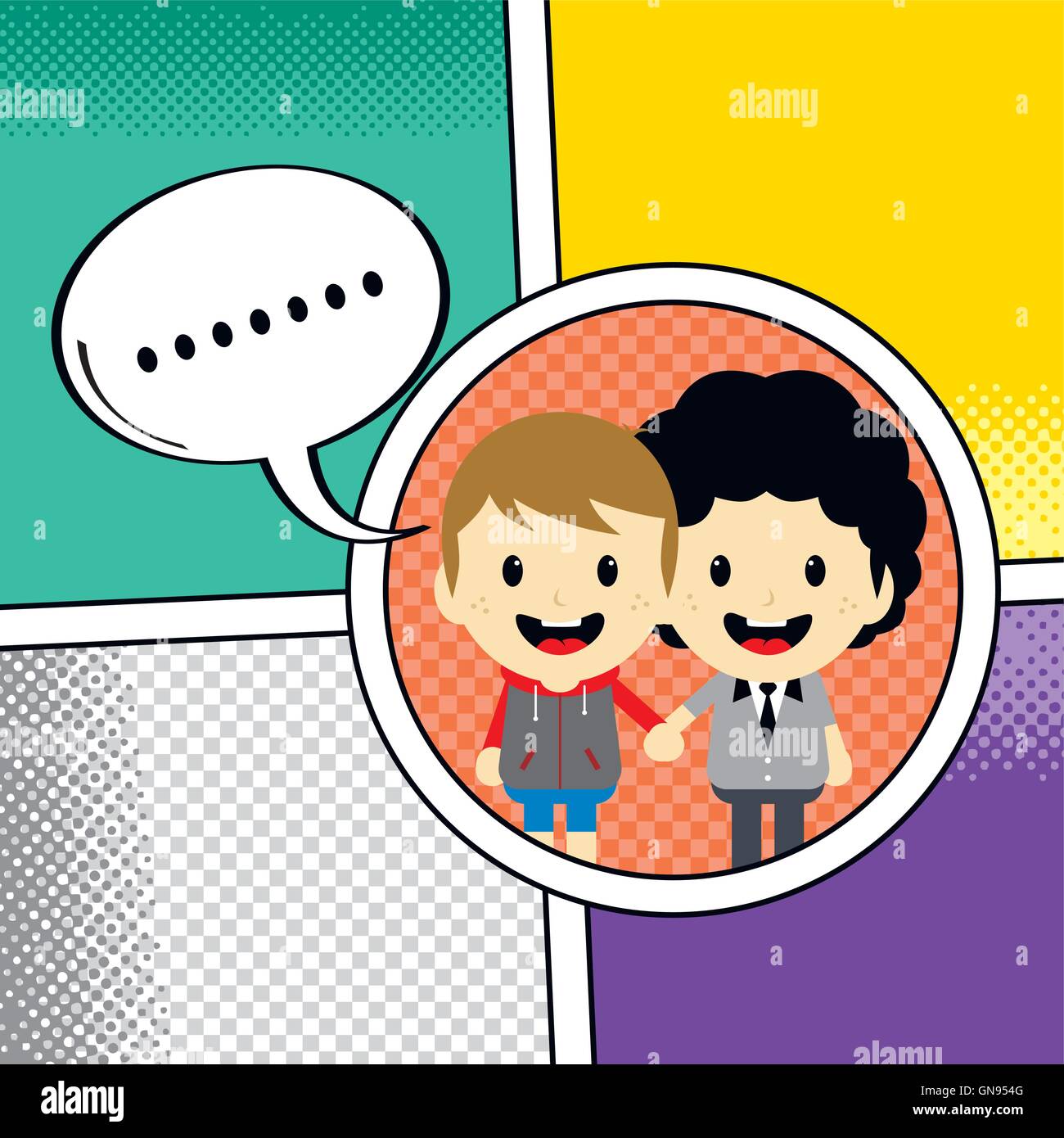comic template element with speech bubble halftone art Stock Vector ...