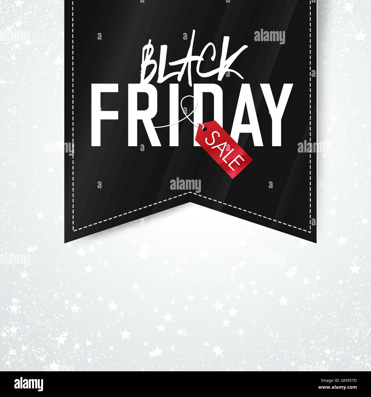 Black Friday sales Advertising Poster on Falling Snow and Stars Stock Vector