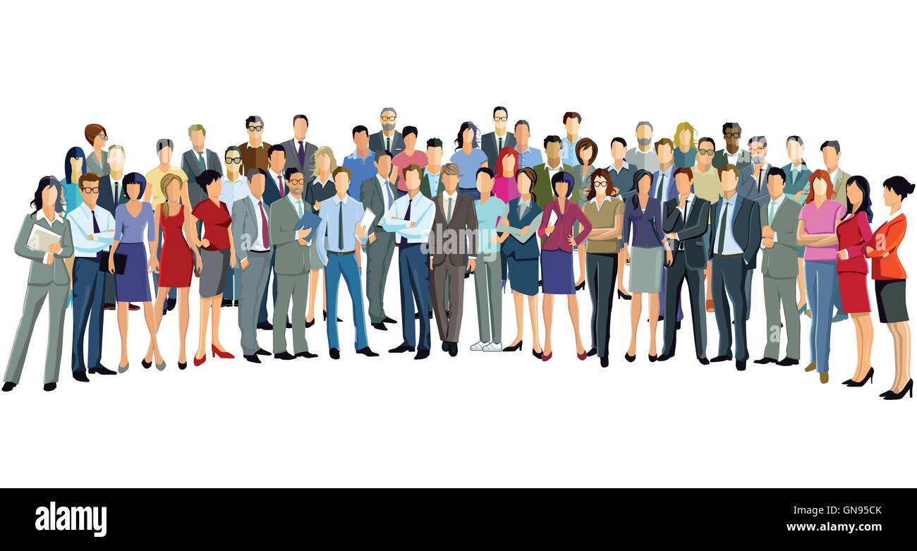 Large group of people stand together Stock Vector
