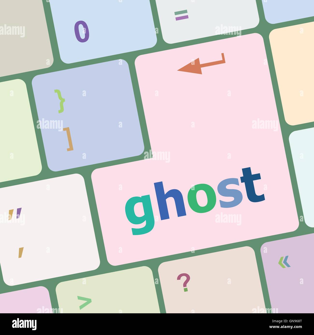 ghost word on keyboard key, notebook computer button vector ...