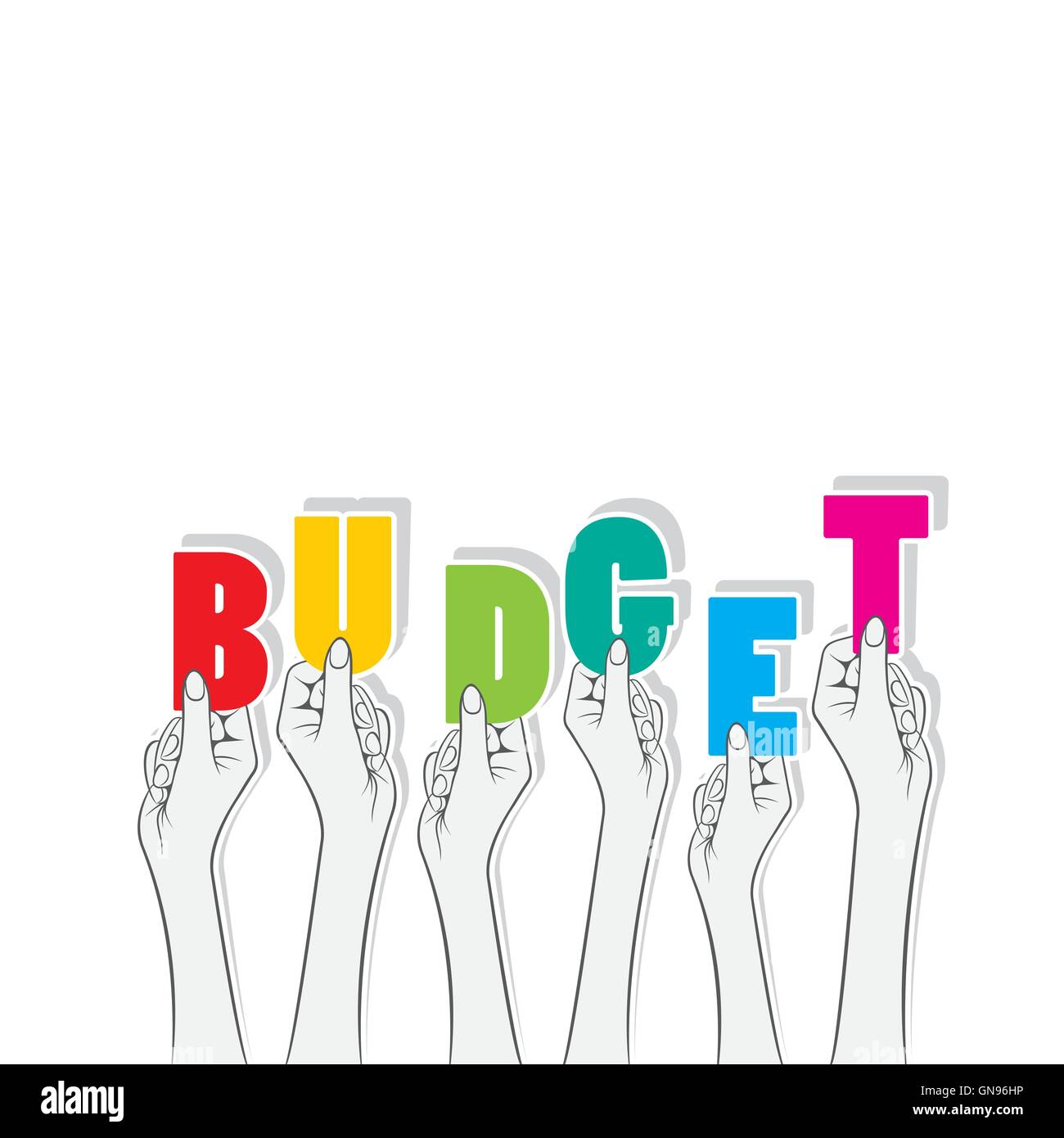 budget text hold in hand design Stock Vector