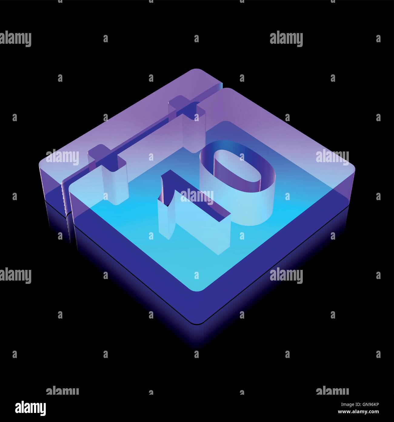 Time icon: 3d neon glowing Calendar made of glass, vector illustration. Stock Vector