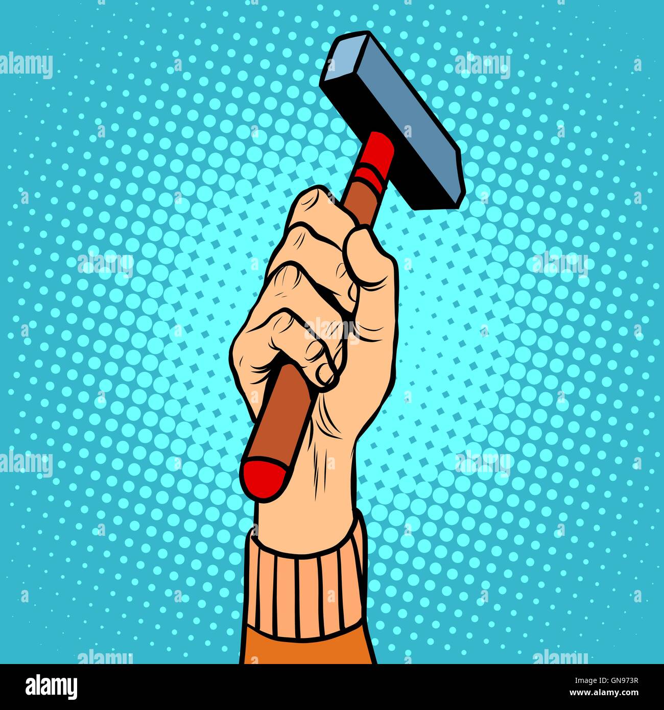 Hand with hammer vector illustration Stock Vector Image & Art Alamy