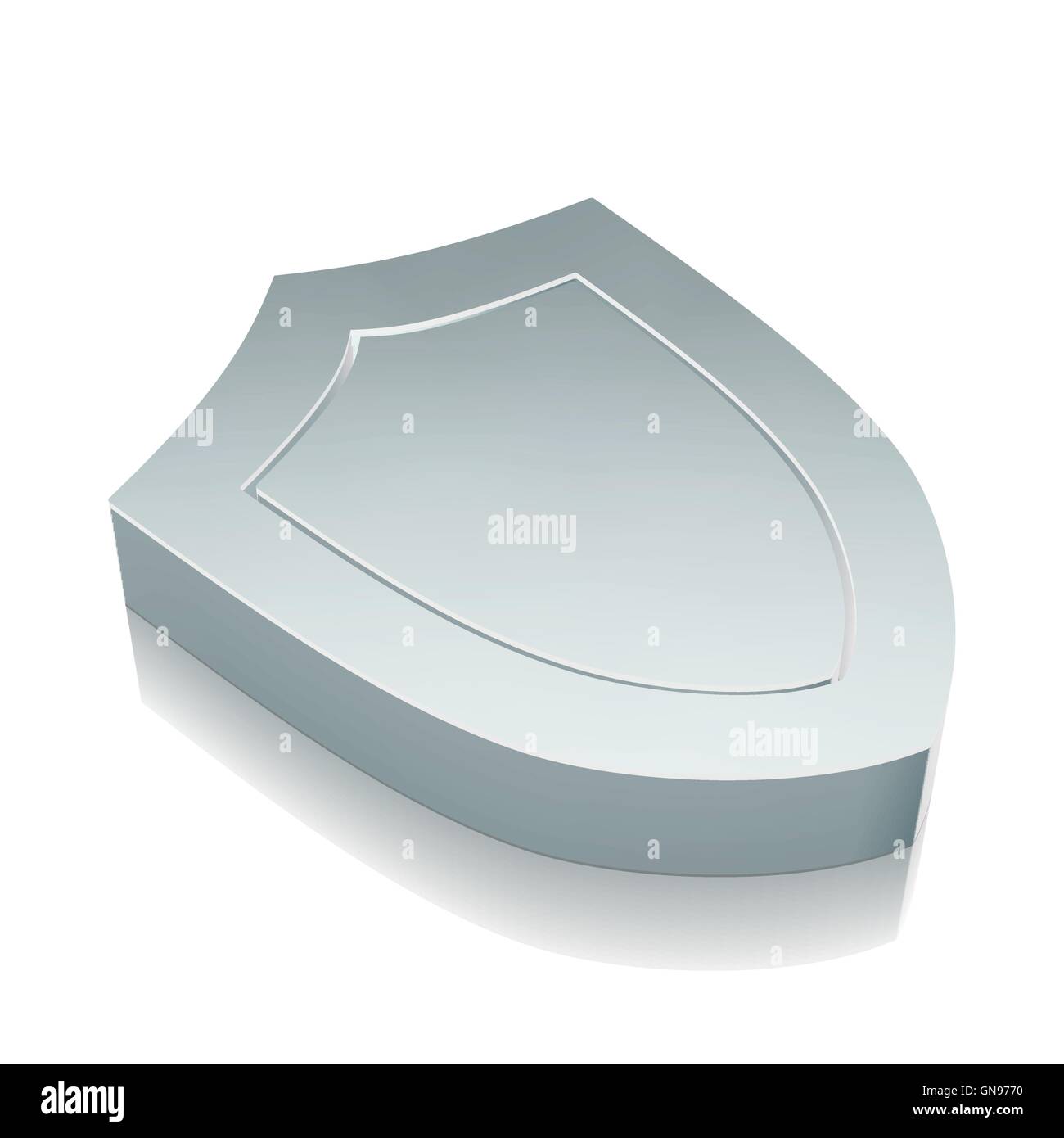 3d metallic Shield icon with reflection, vector illustration Stock ...