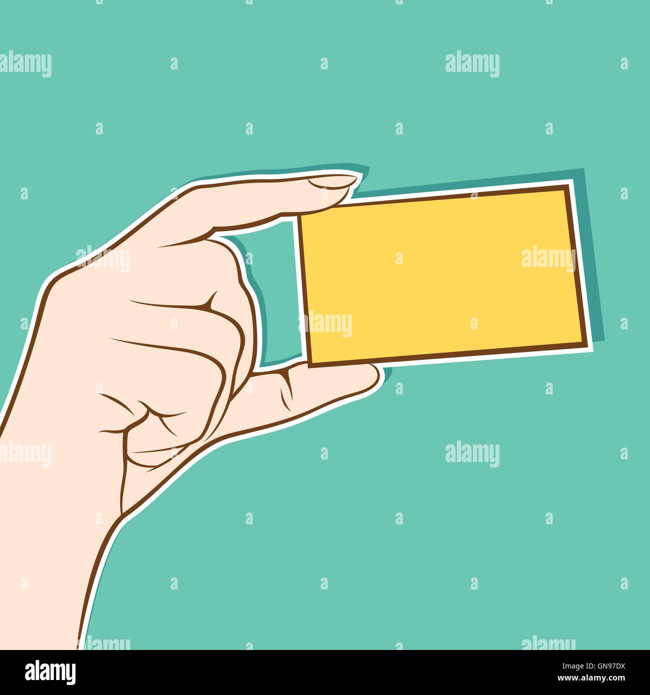 hand hold the blank card for your sample text design Stock Vector Image